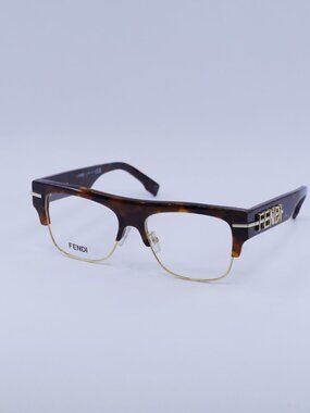 Fendi FE50095U 055 Eyeglasses Dark Havana 53mm Square Frame